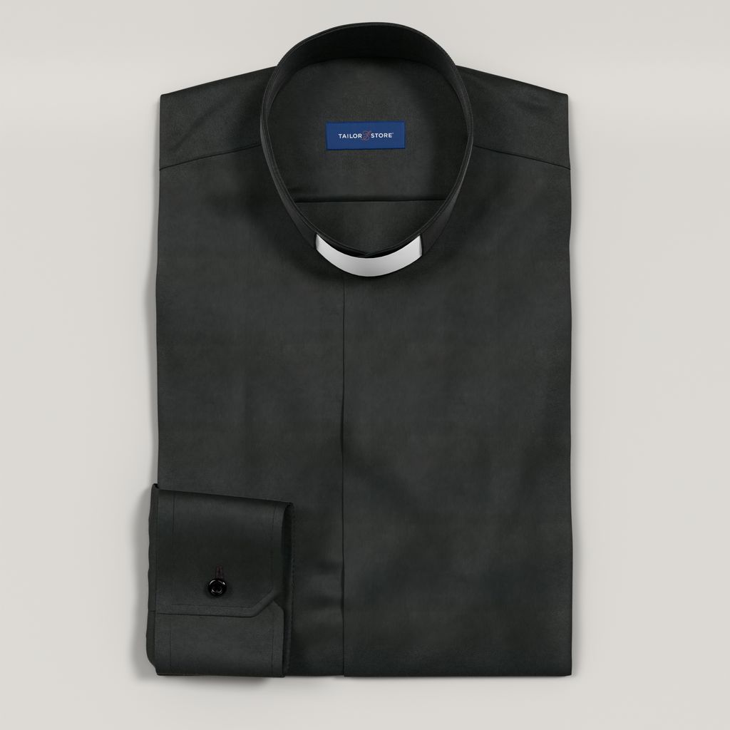 Chemise de prêtre en tissu noir stretch