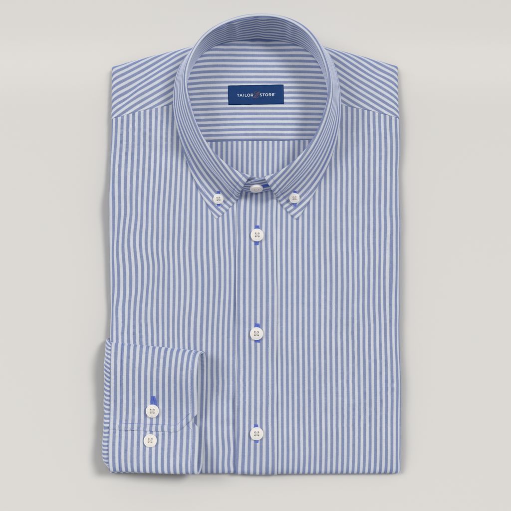 Mid blue striped oxford business shirt