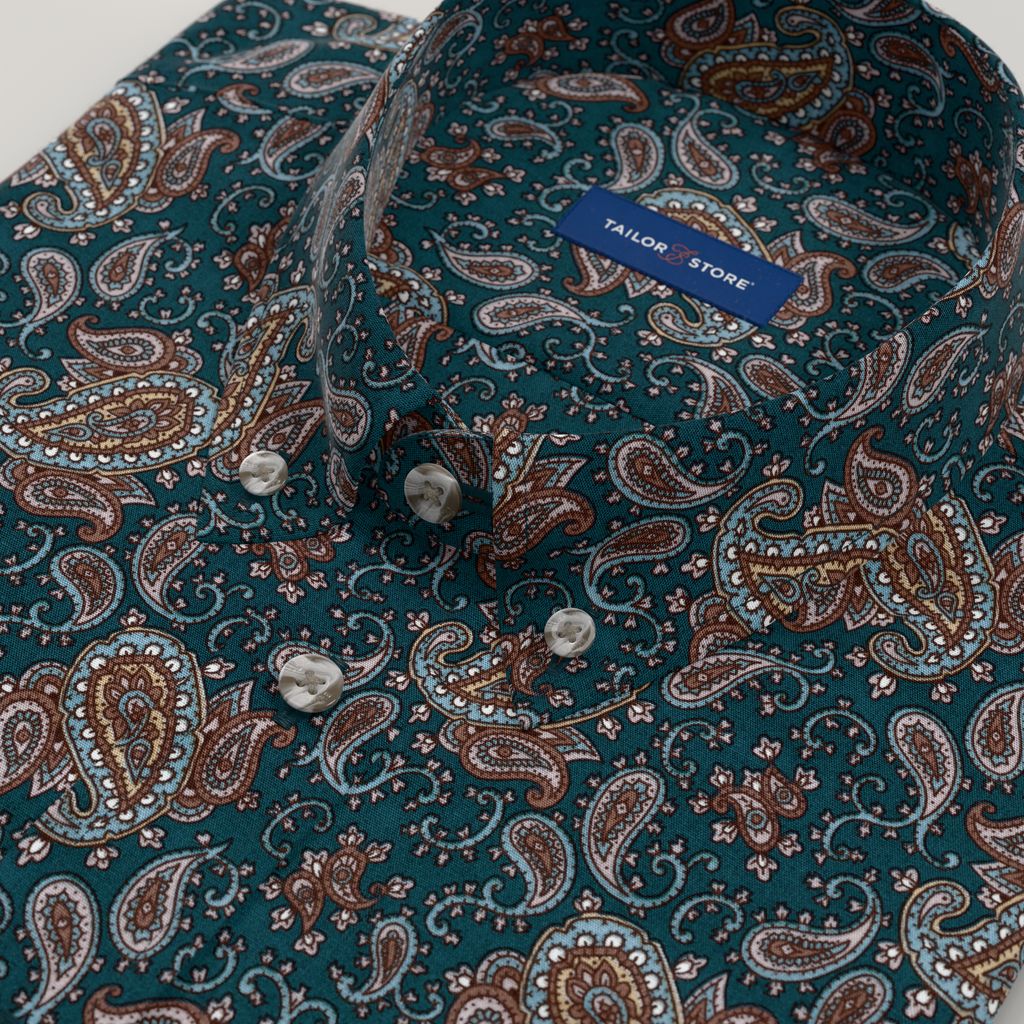Camicia con stampa paisley verde