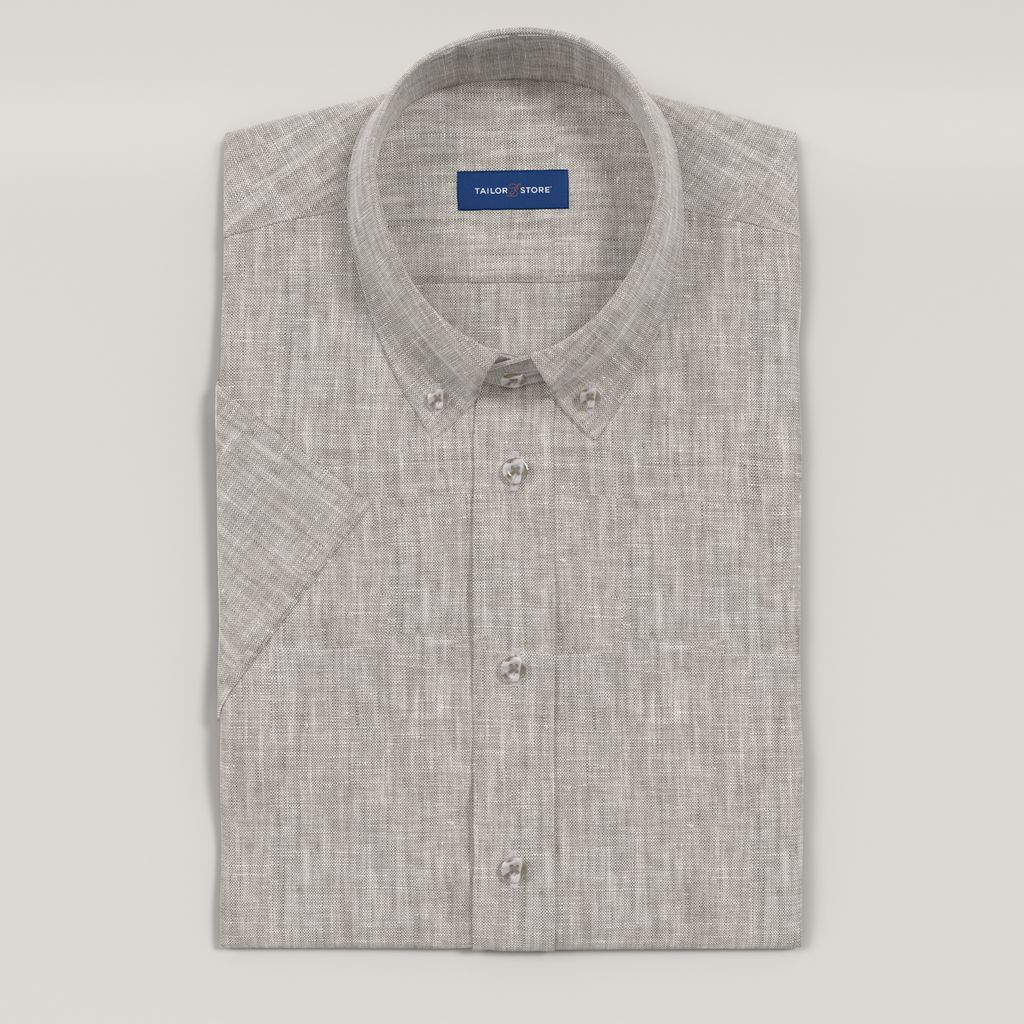 Chemise en lin à manches courtes greige