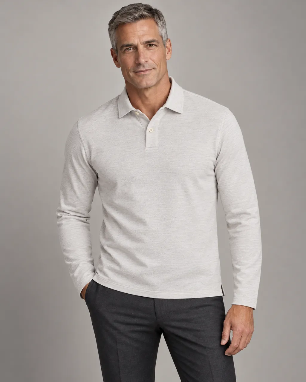 Beige Melange Poloshirt