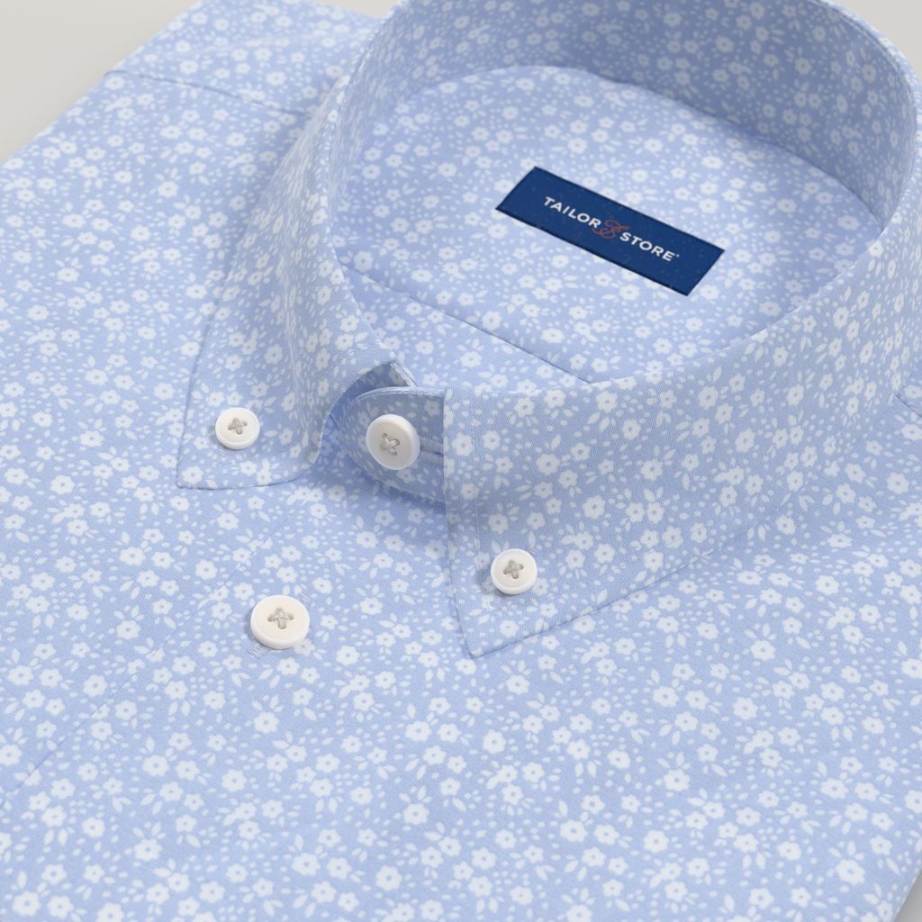 Light blue floral printed dress shirt