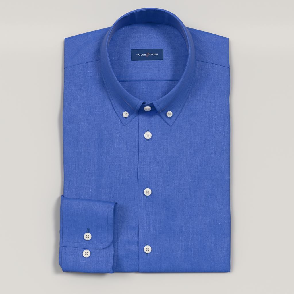 Chemise en lin bleu royal