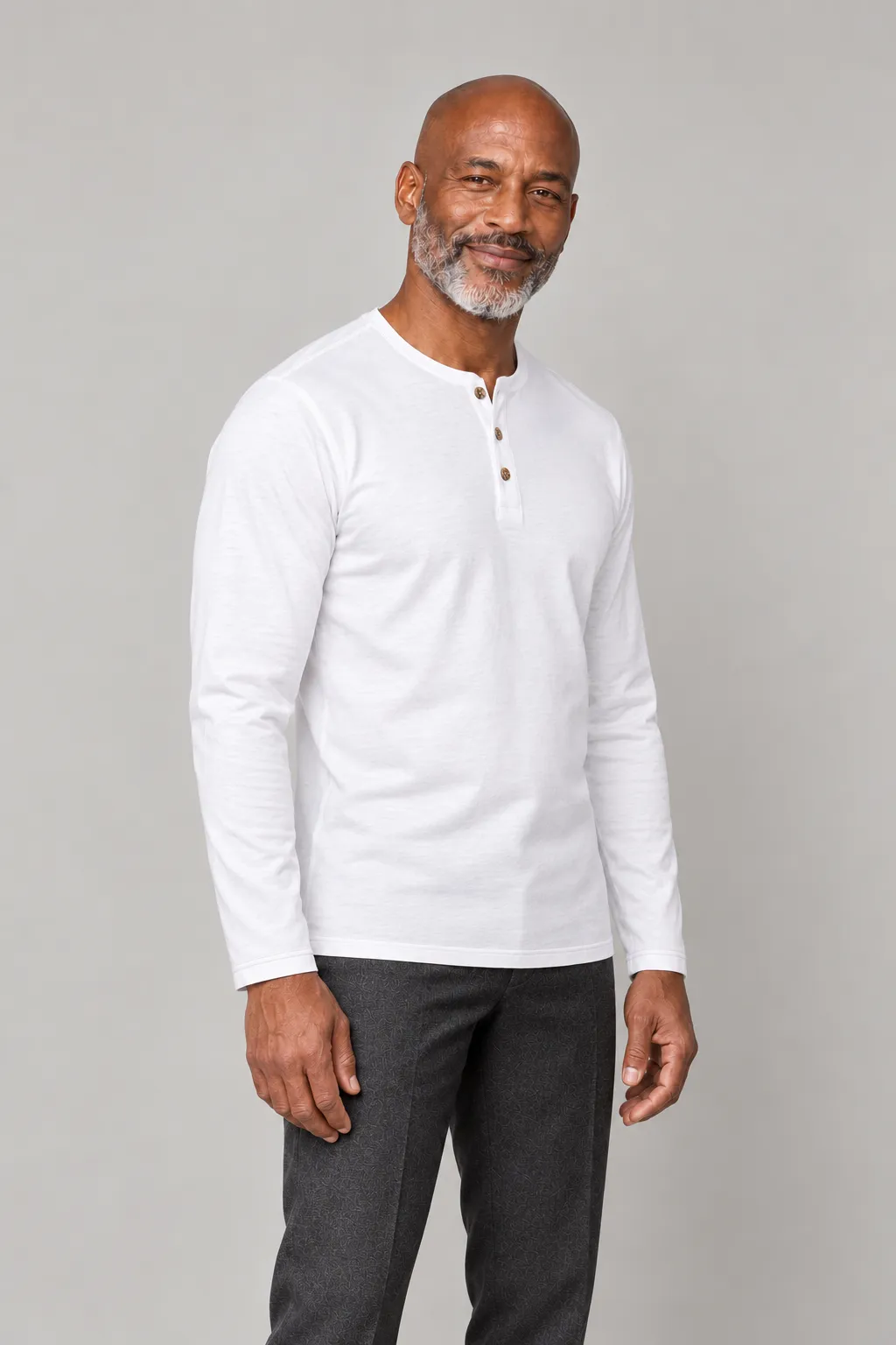 White Henley shirt