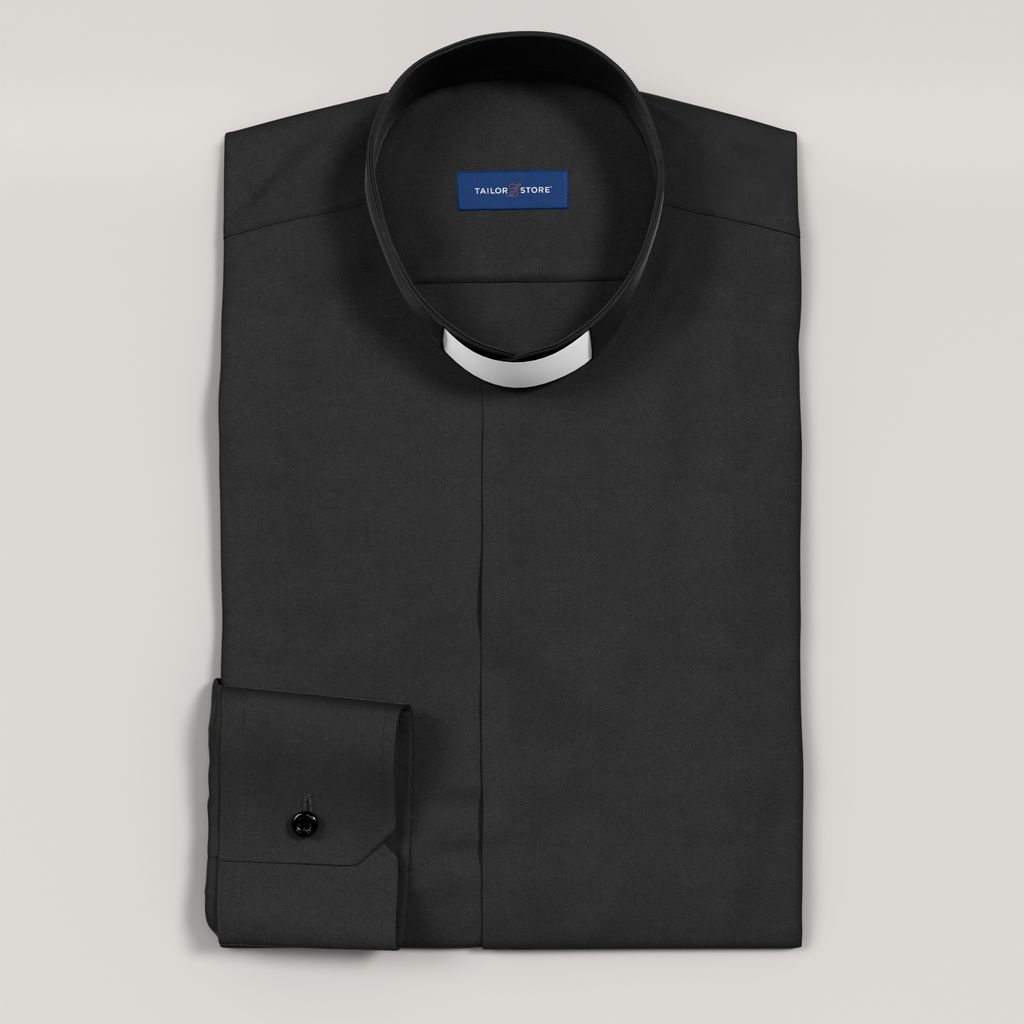 Chemise de prêtre stretch en sergé finement tissé<br>