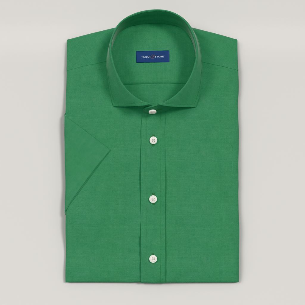 Emerald green short sleeved linen shirt