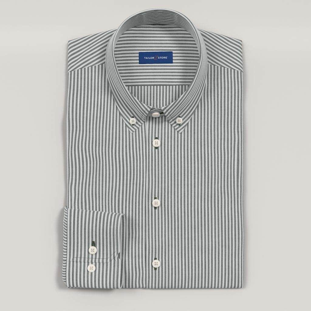 Green striped oxford shirt