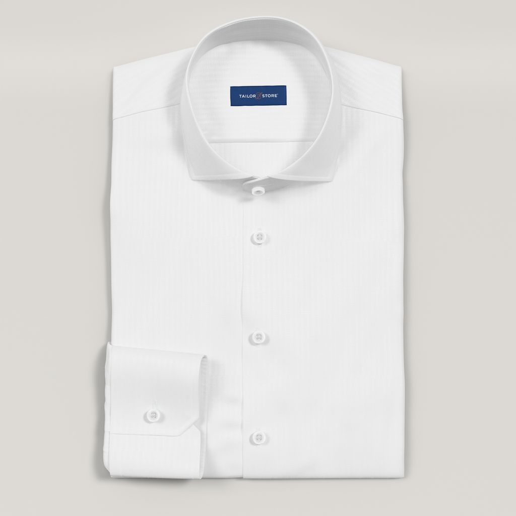 Camicia bianca no stiro in tessuto a spina di pesce