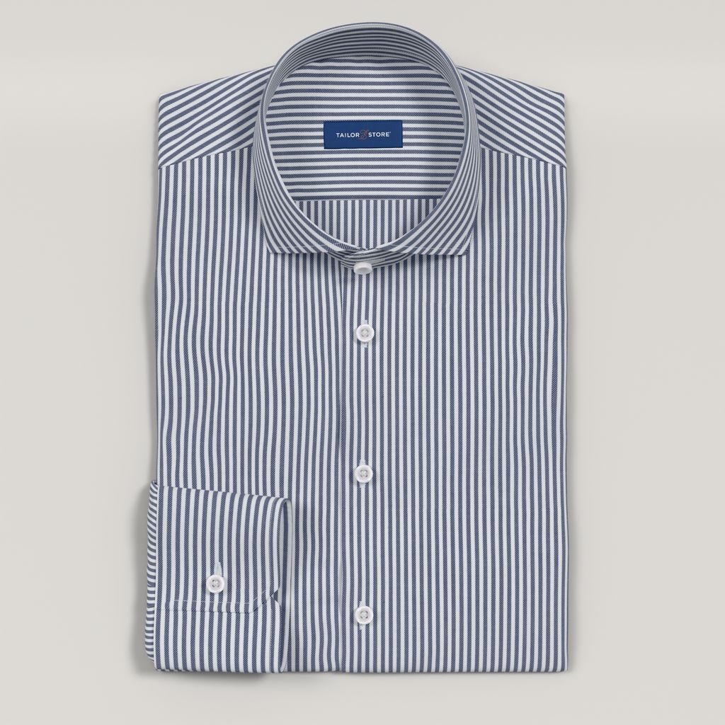 Chemise marine à rayures sans repassage<br>