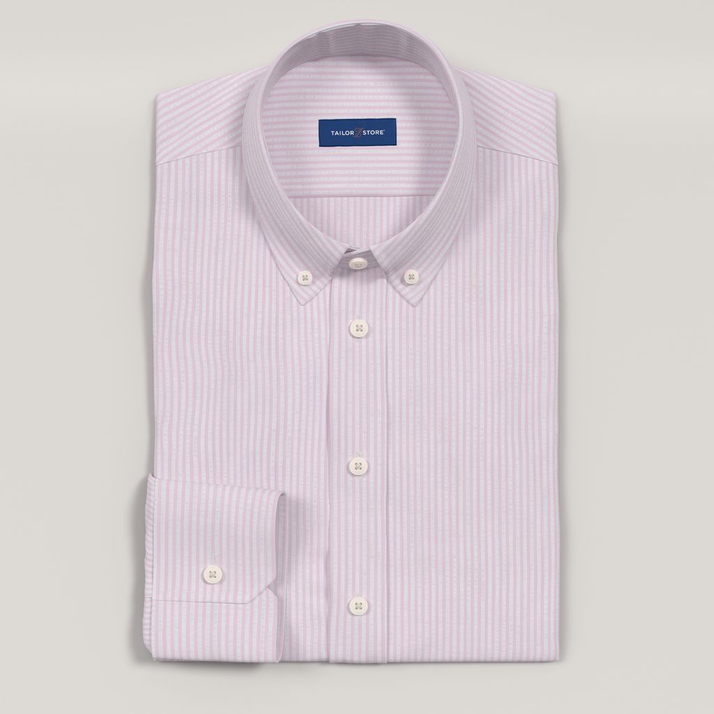 Soft Pink Striped Seersucker Shirt