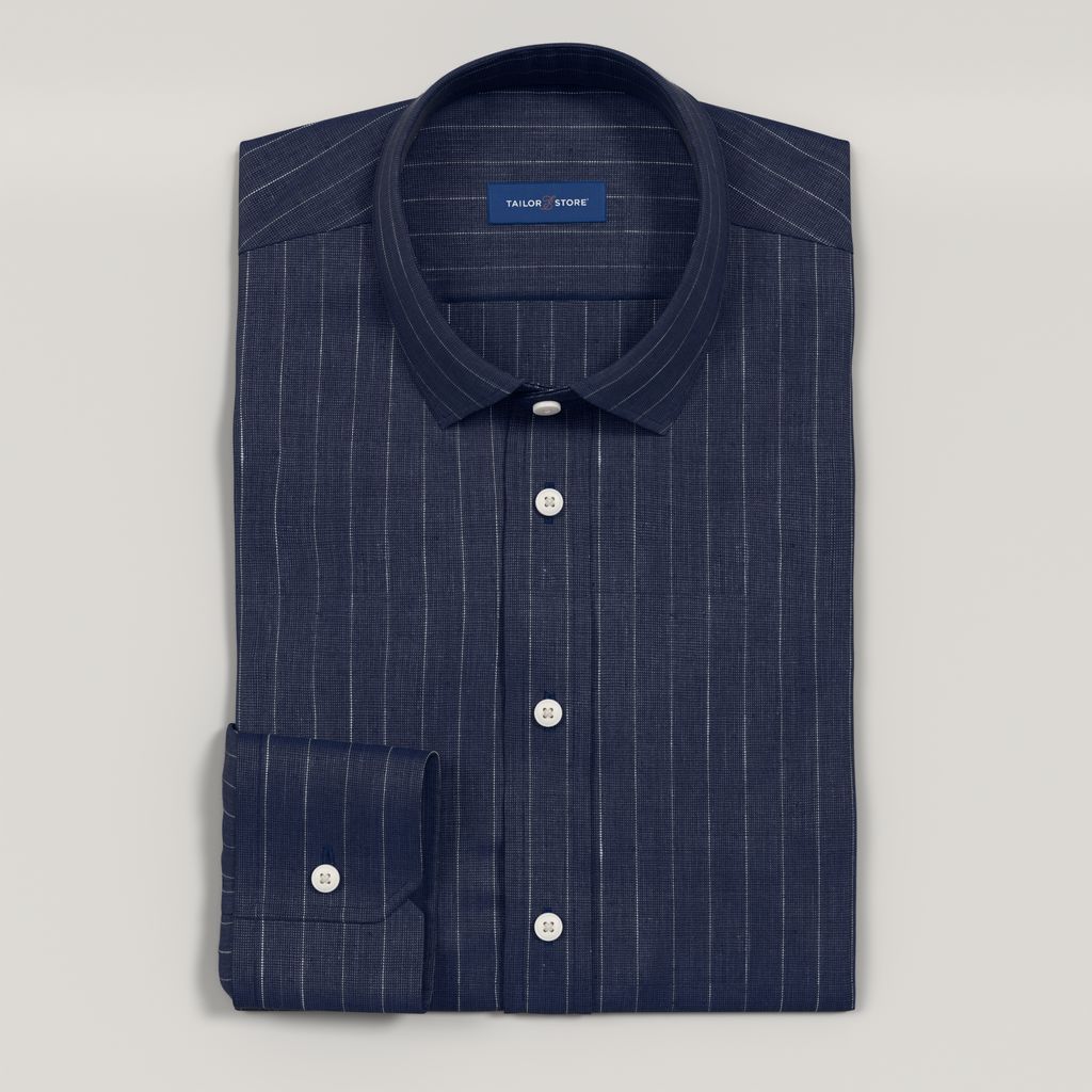 Navy Linen Blend Shirt