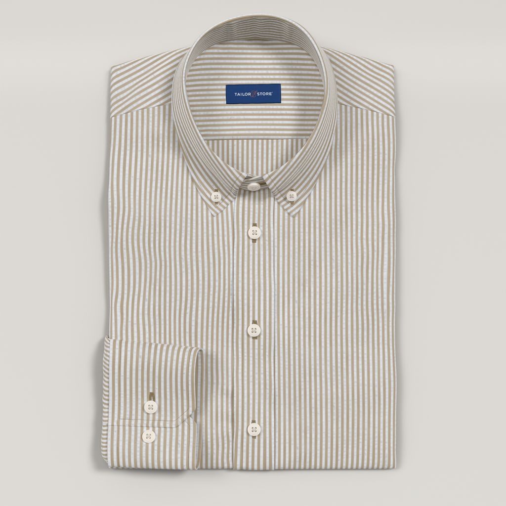 Mustard Striped Seersucker Shirt