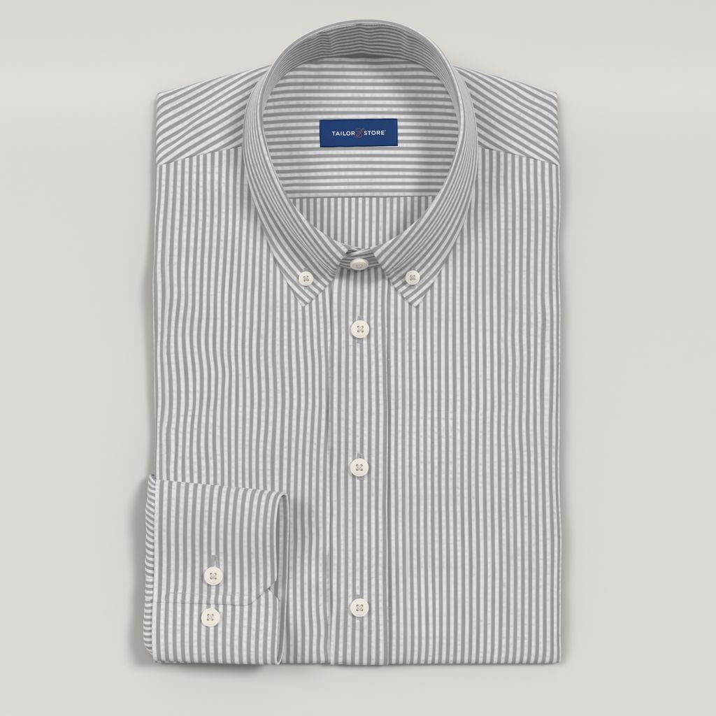 Light Gray Striped Seersucker Shirt