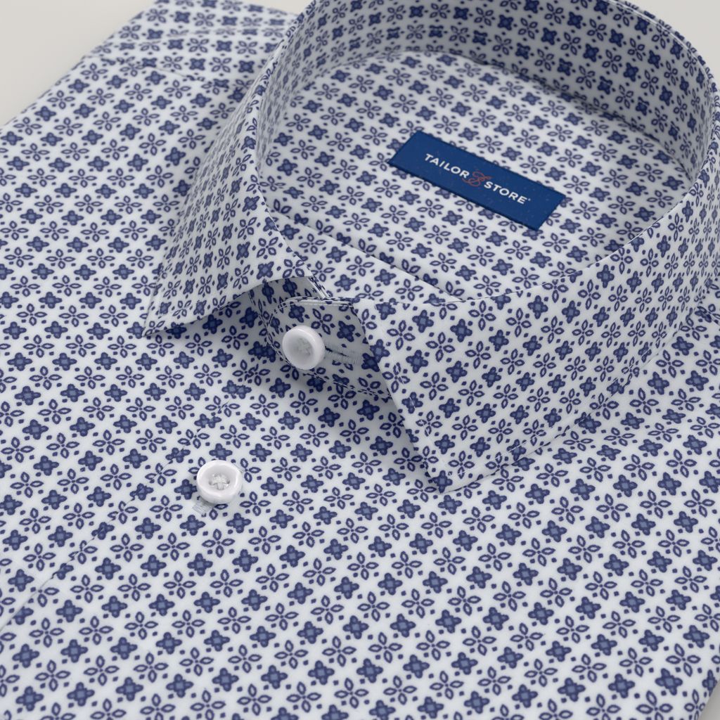 Blue Poplin Print Shirt