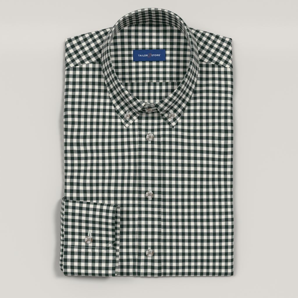 Men’s Custom Green and Ivory Check Shirt