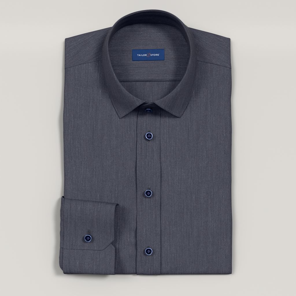 Men’s Custom Navy Herringbone Twill Shirt