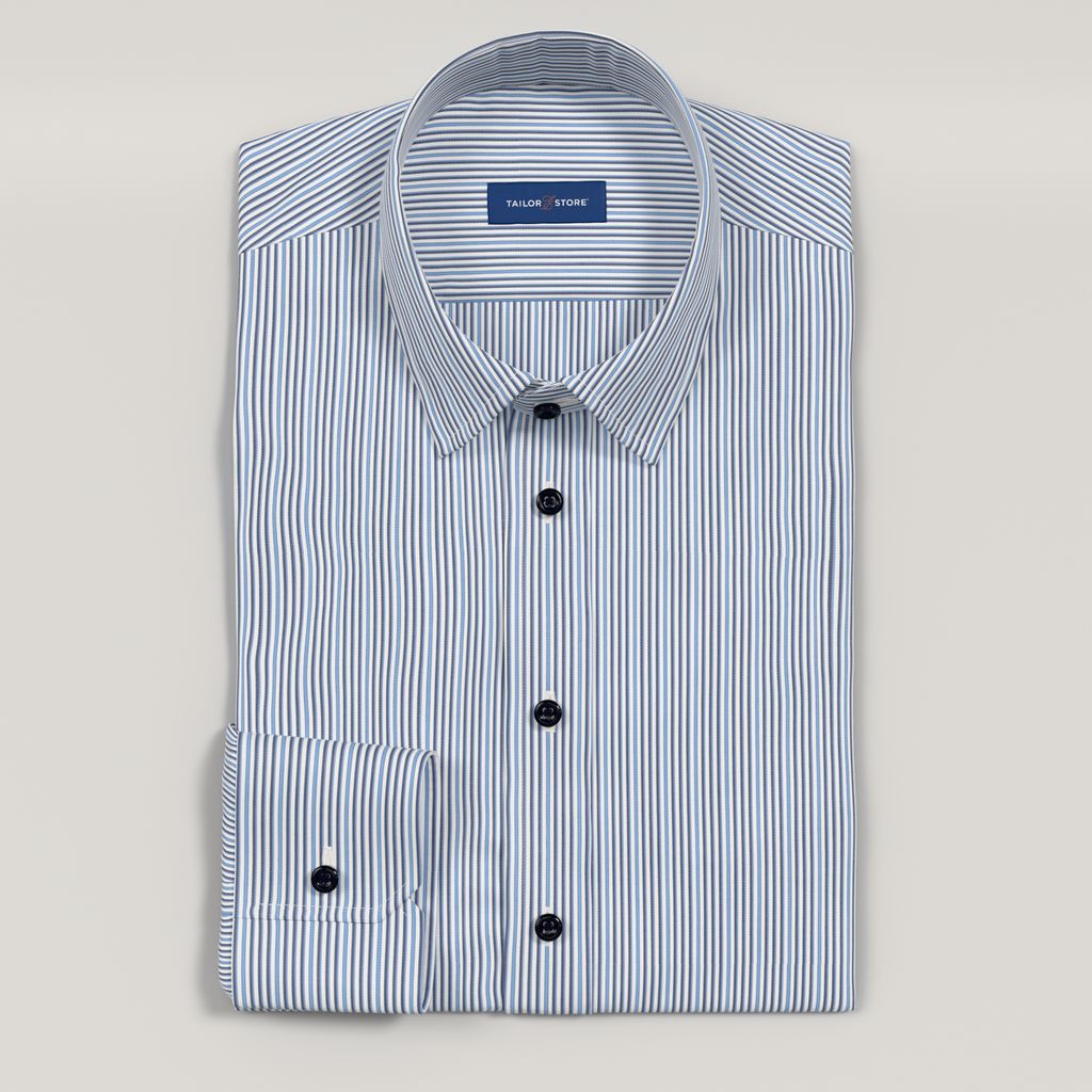 Chemise sur mesure à rayures bleu marine pour homme