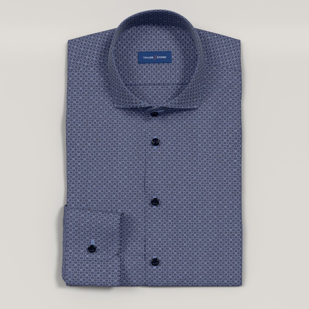 Chemise en popeline bleue imprimée pour homme sur mesure 