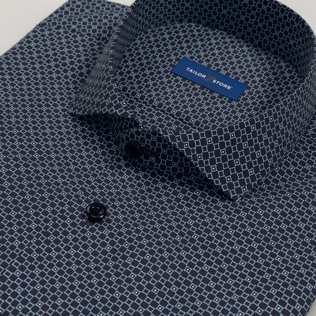 Chemise en popeline imprimée marine pour homme