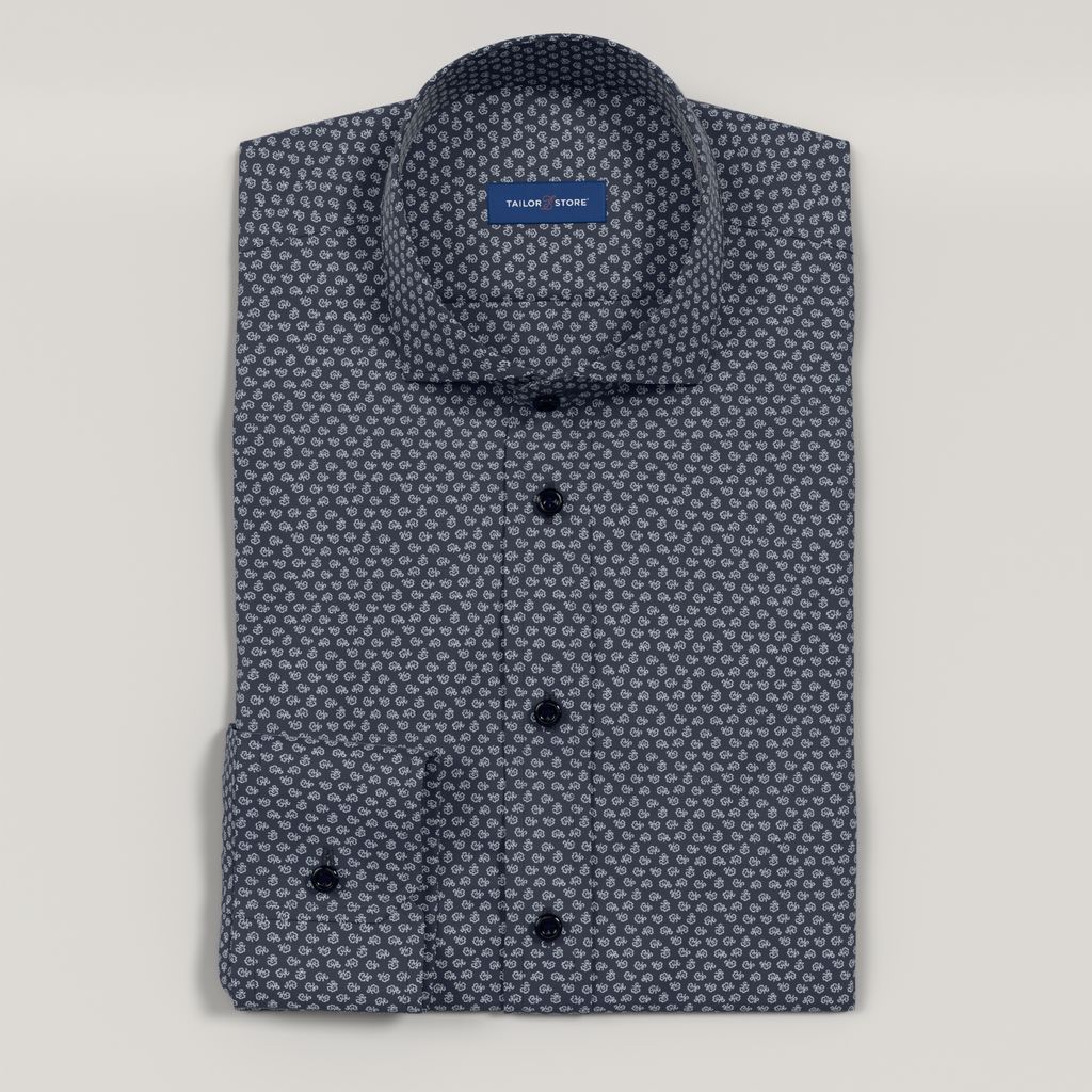 Men’s Custom Navy Printed Cotton Shirt