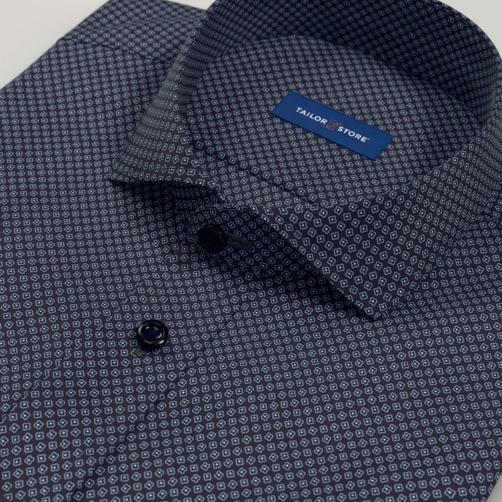 Men’s Custom Navy Satin Cotton Shirt