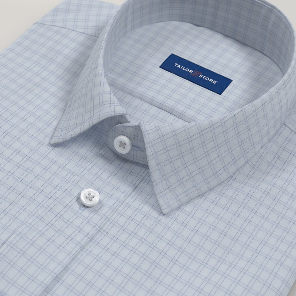 Men’s Custom Blue Patterned Cotton Shirt