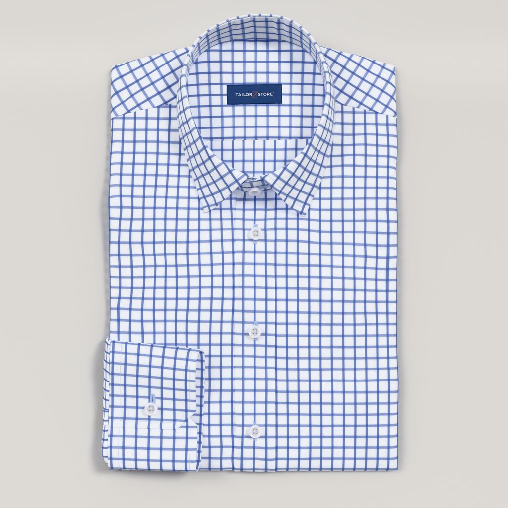 White and blue checkered dress shirt