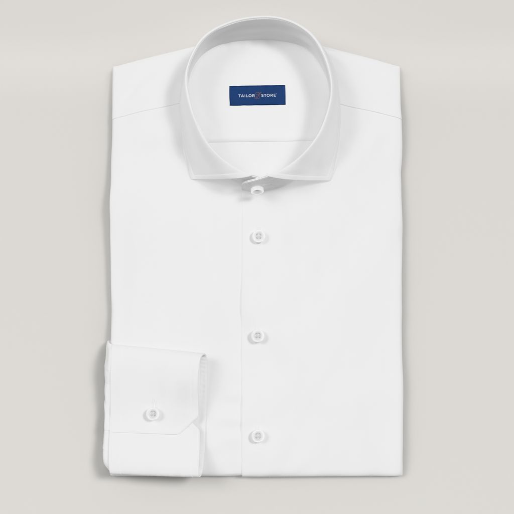 White stretch poplin business shirt