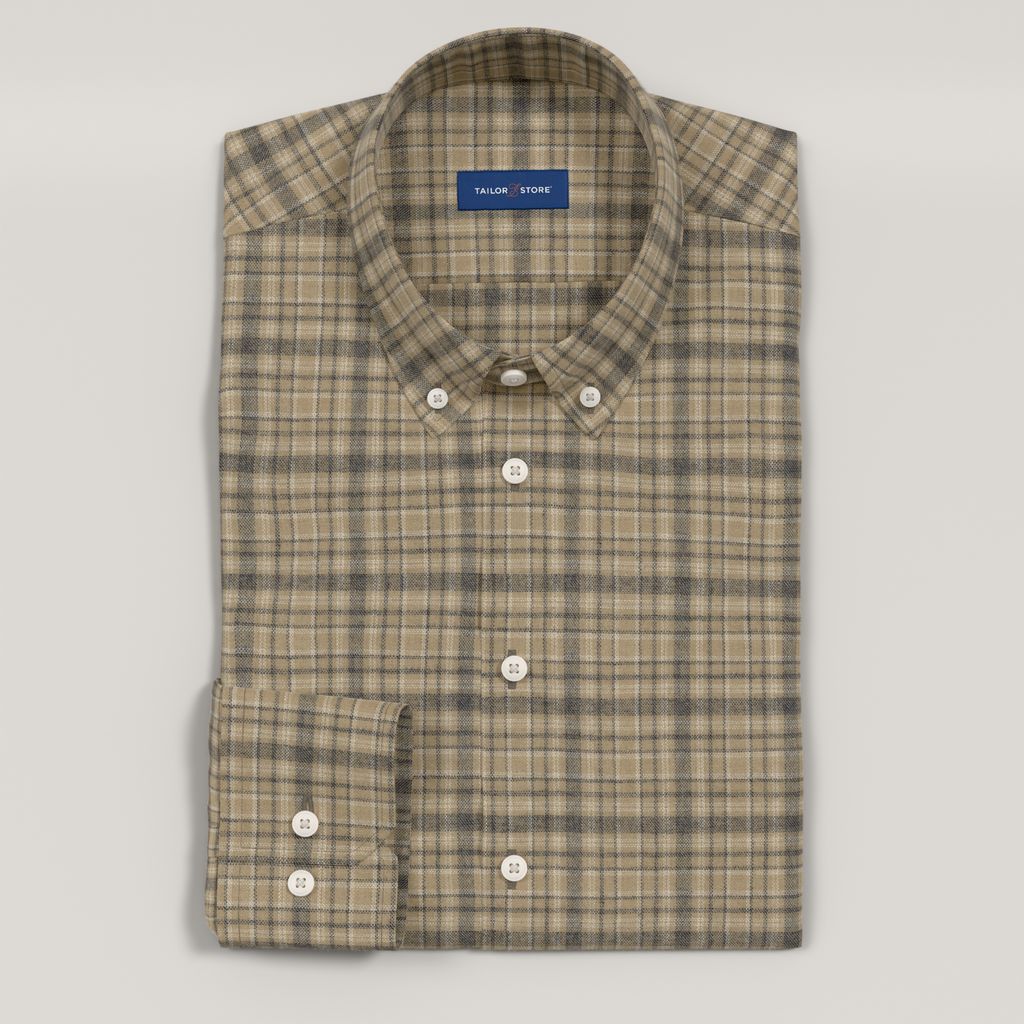 Black and beige checkered flannel shirt