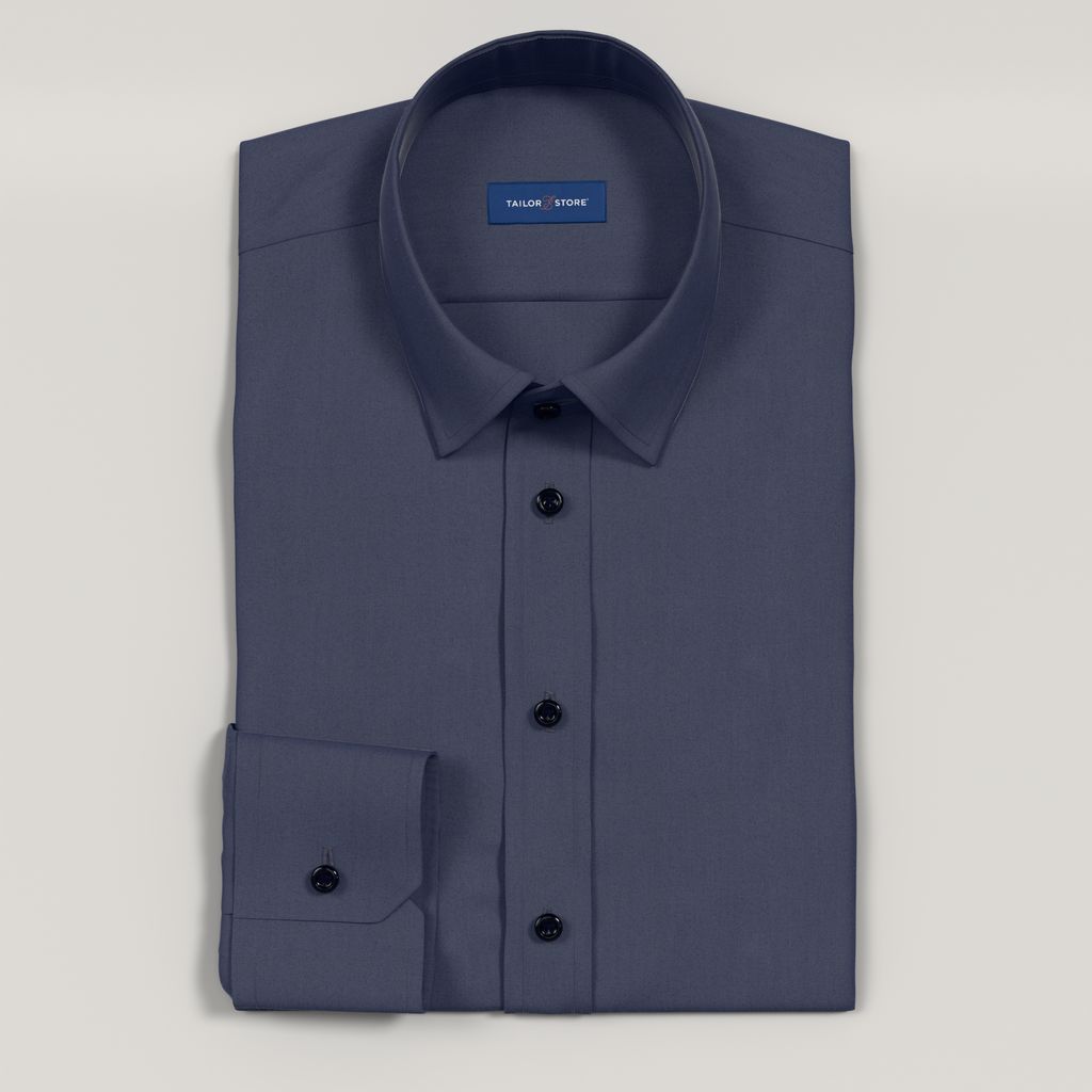 Navy easy iron poplin business shirt