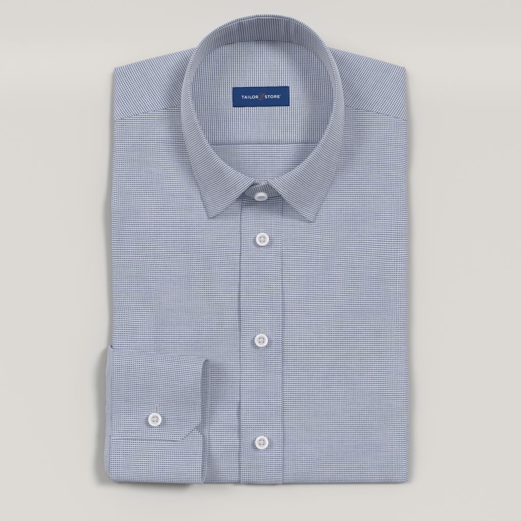 Mid blue stretch dobby easy iron shirt