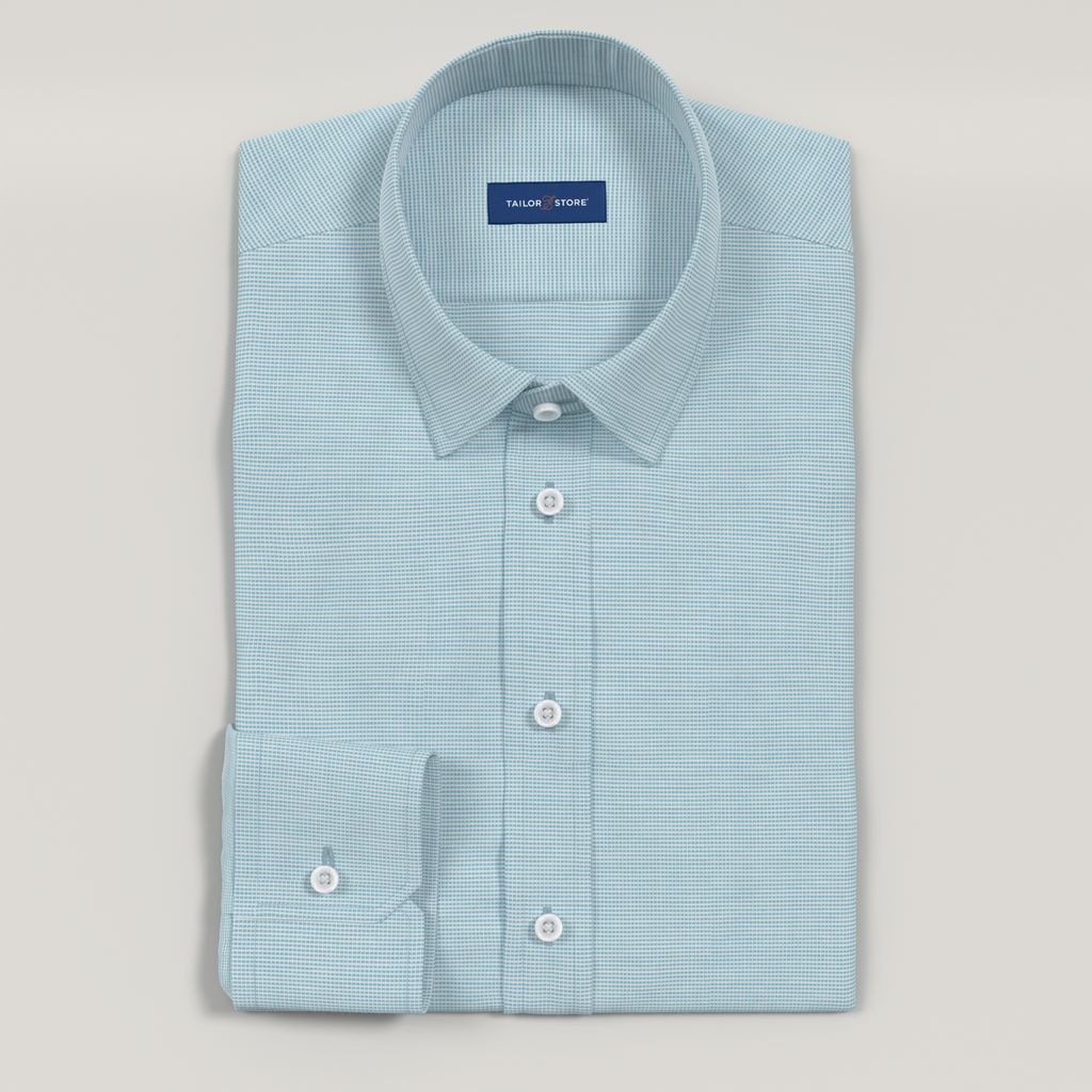 Teal stretch dobby easy iron shirt
