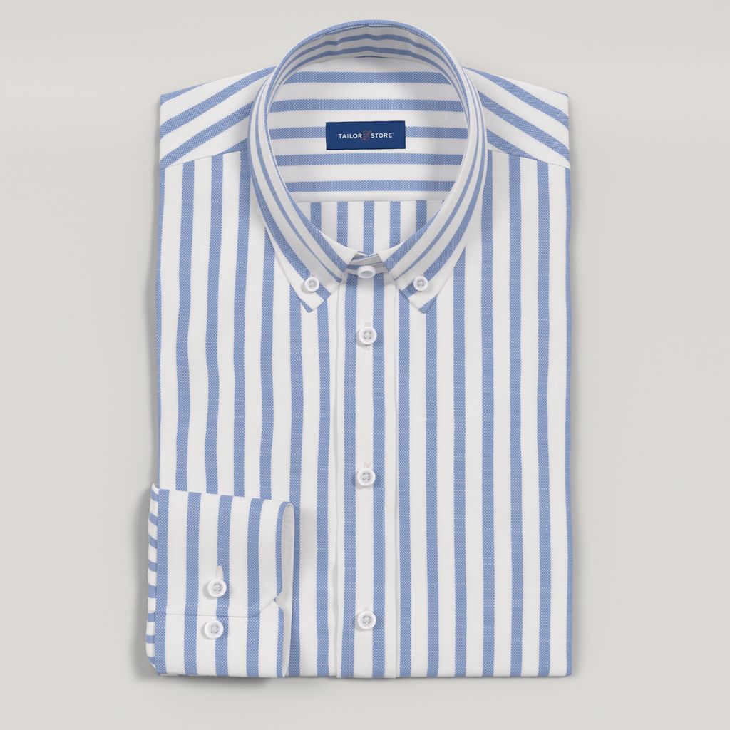 Chemise oxford française à rayures bleu clair