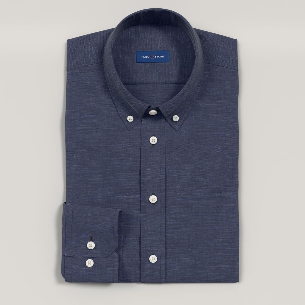 Camicia in cotone slub navy
