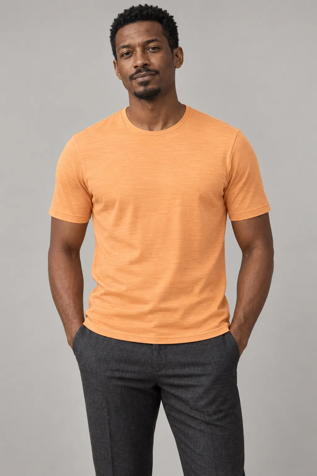 Peach Merino T-shirt in 100% wool
