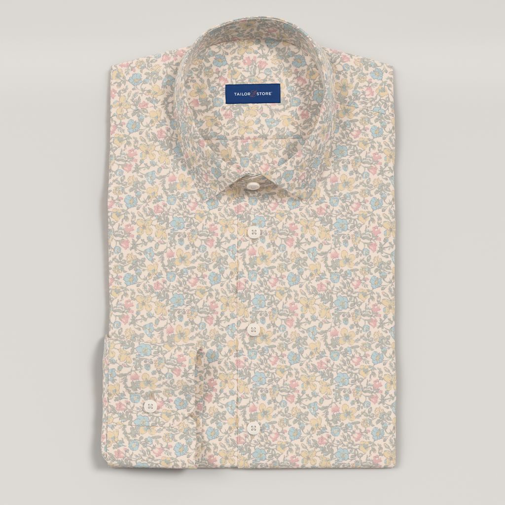 Yellow floral cotton poplin shirt