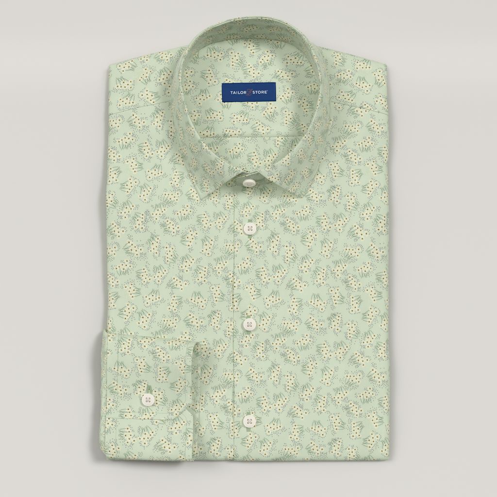 Green floral cotton poplin shirt