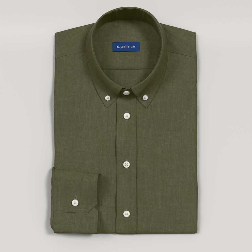 Chemise en lin vert foncé