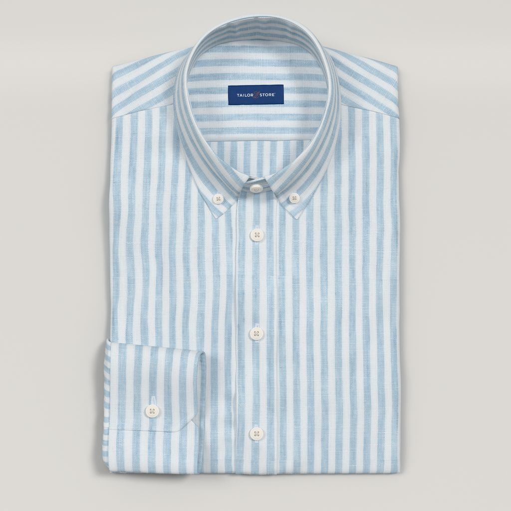 Light blue striped linen shirt in lightweight weave