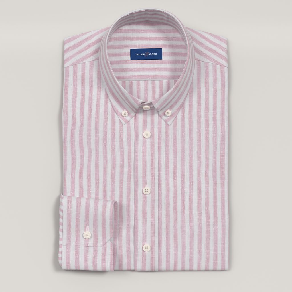 Light pink striped linen shirt in breathable weave