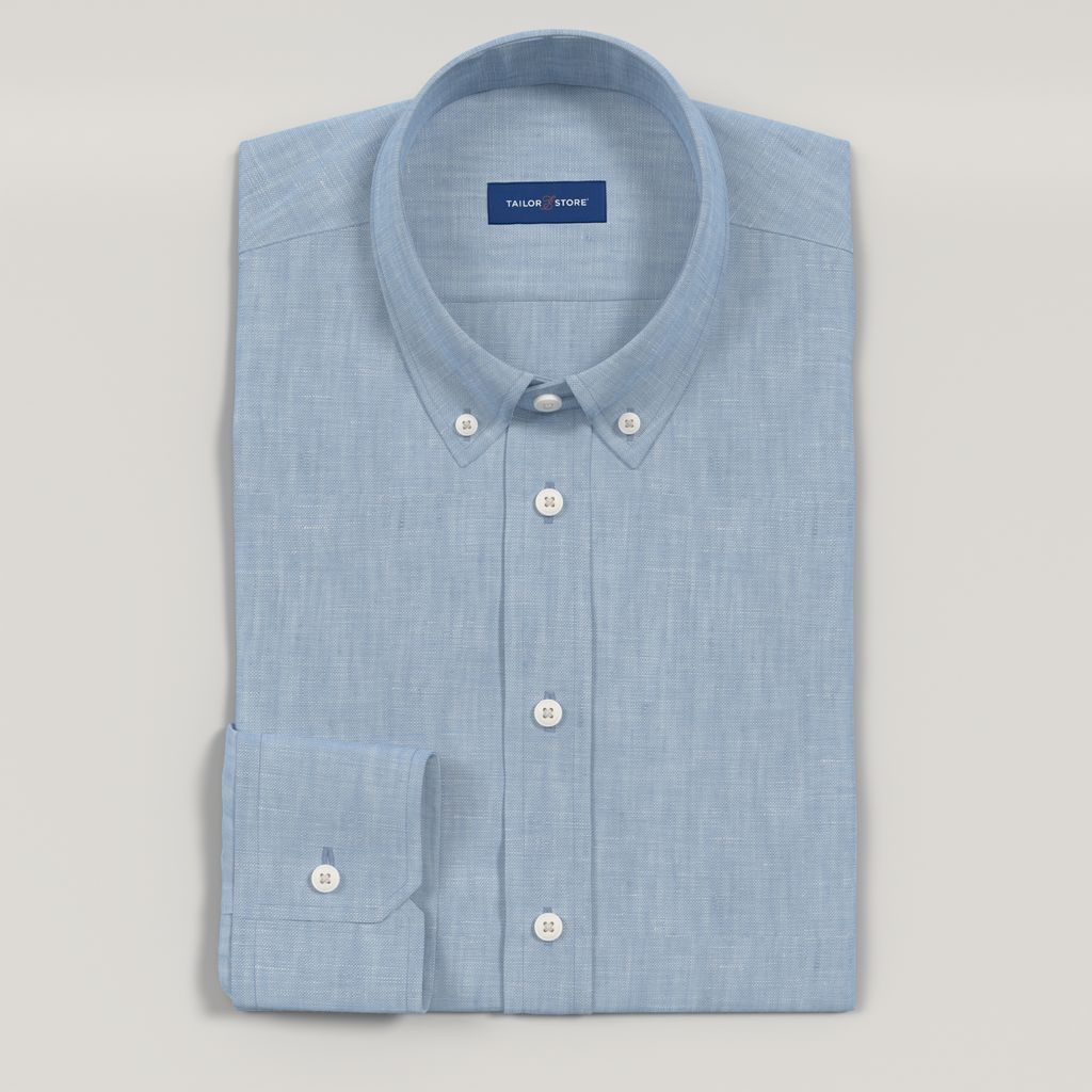 Mid blue melange linen shirt
