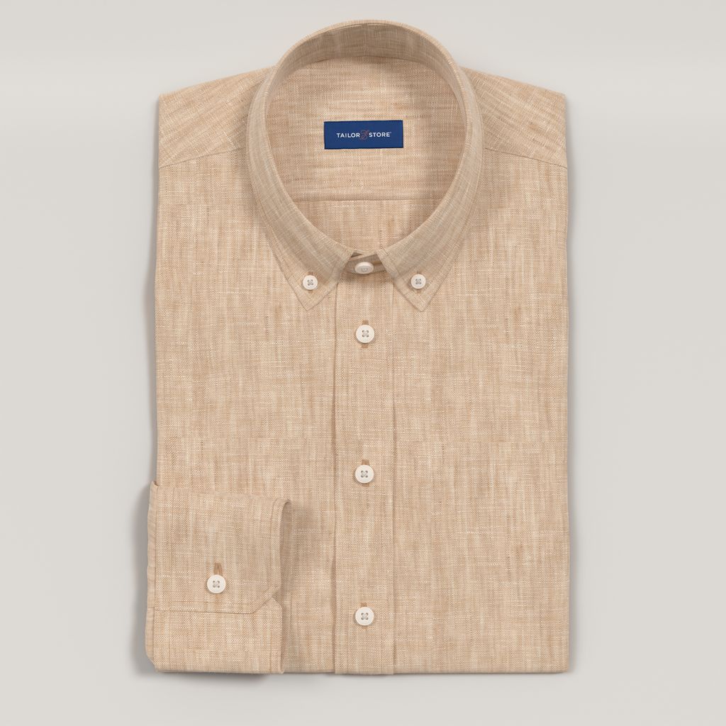 Hazelnut brown melange linen shirt