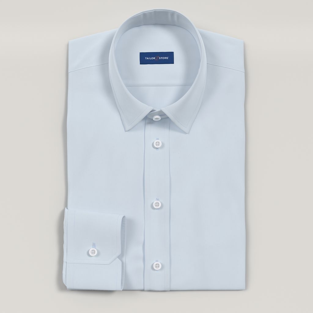 Ice blue satin weave dress shirt