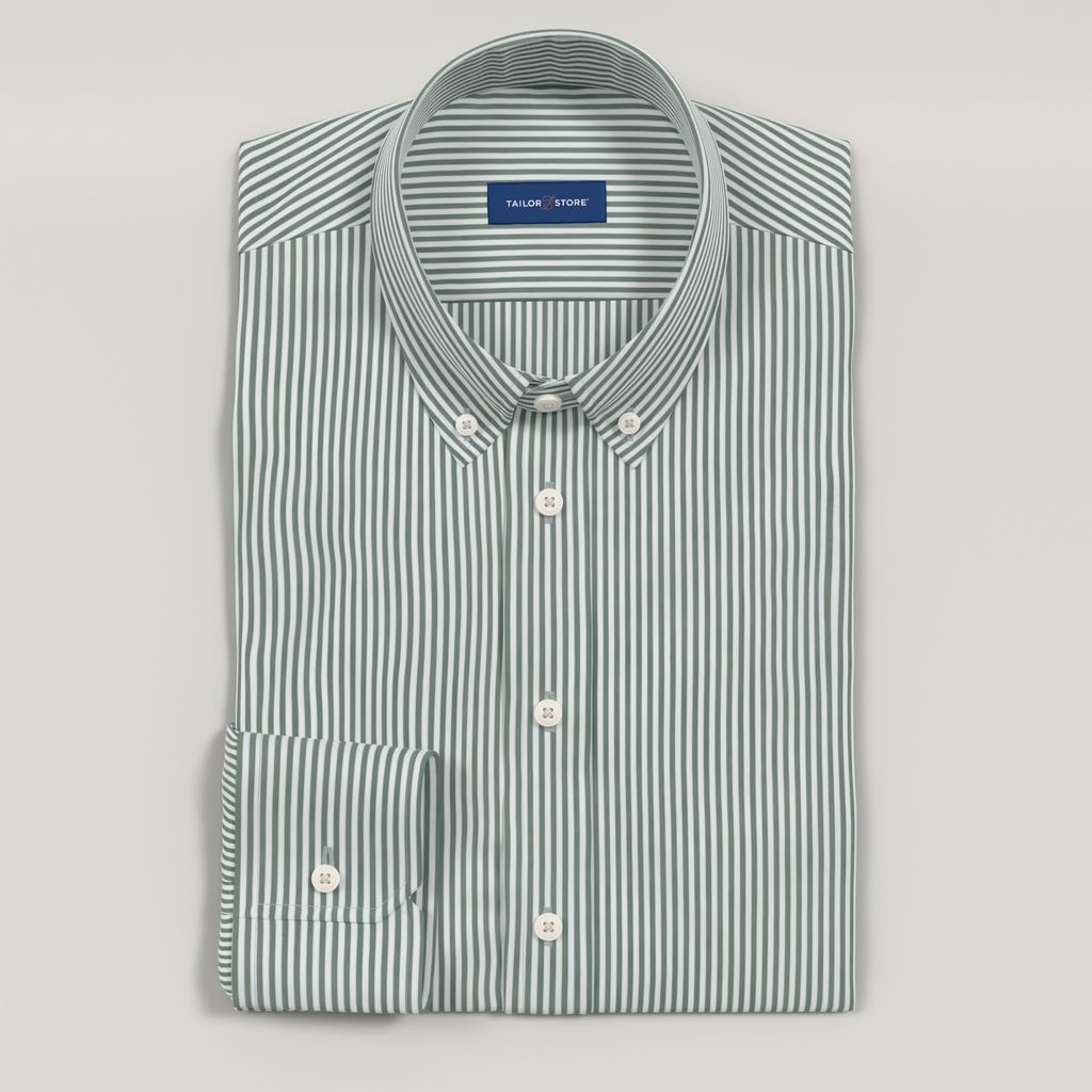 Green striped seersucker shirt