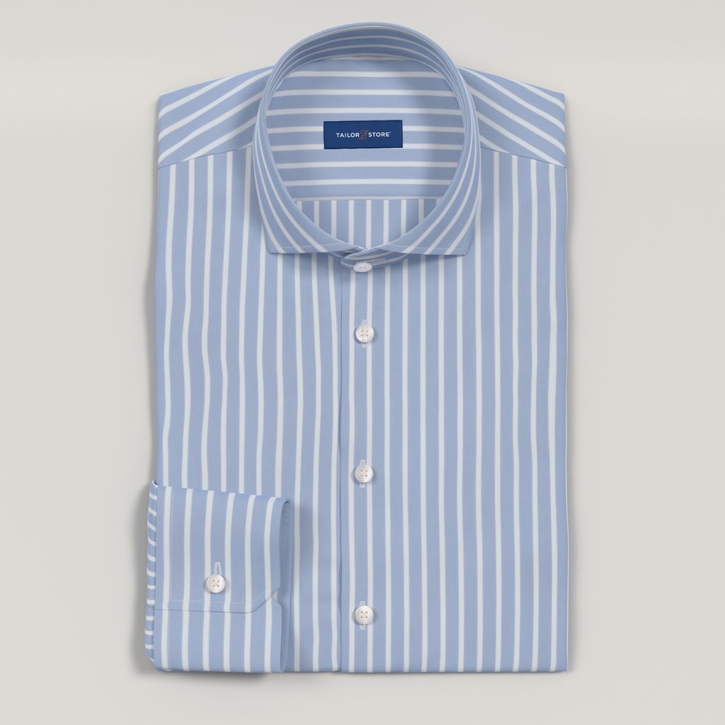 Chemise en popeline de coton à rayures bleues