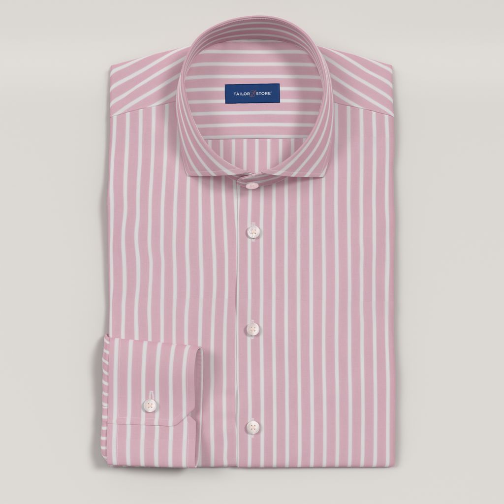 Pink striped cotton poplin custom-made shirt in soft weave