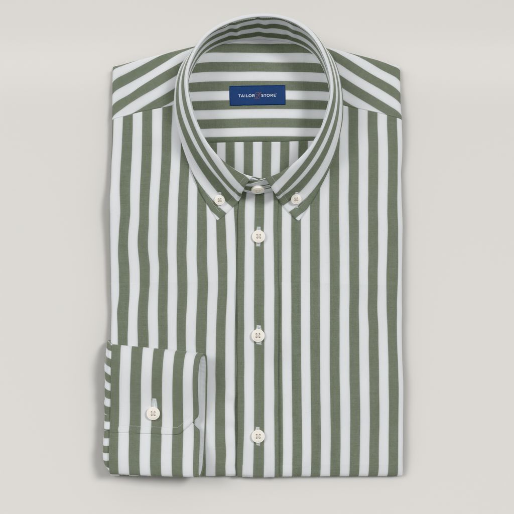 Dark green striped poplin shirt