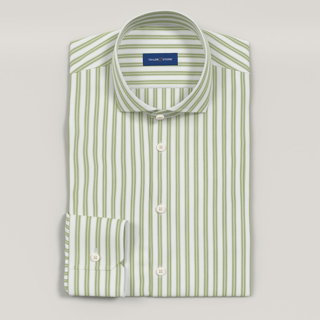 Grass green striped poplin shirt