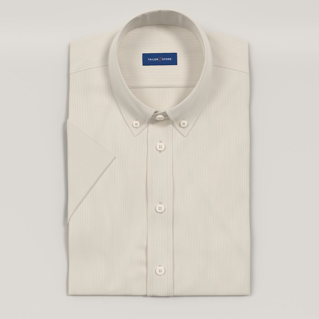Striped ivory short sleeved seersucker shirt