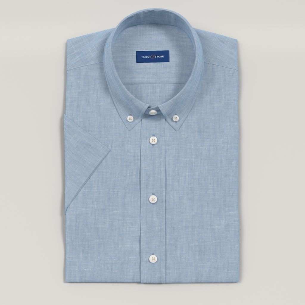 Mid blue short sleeved linen shirt